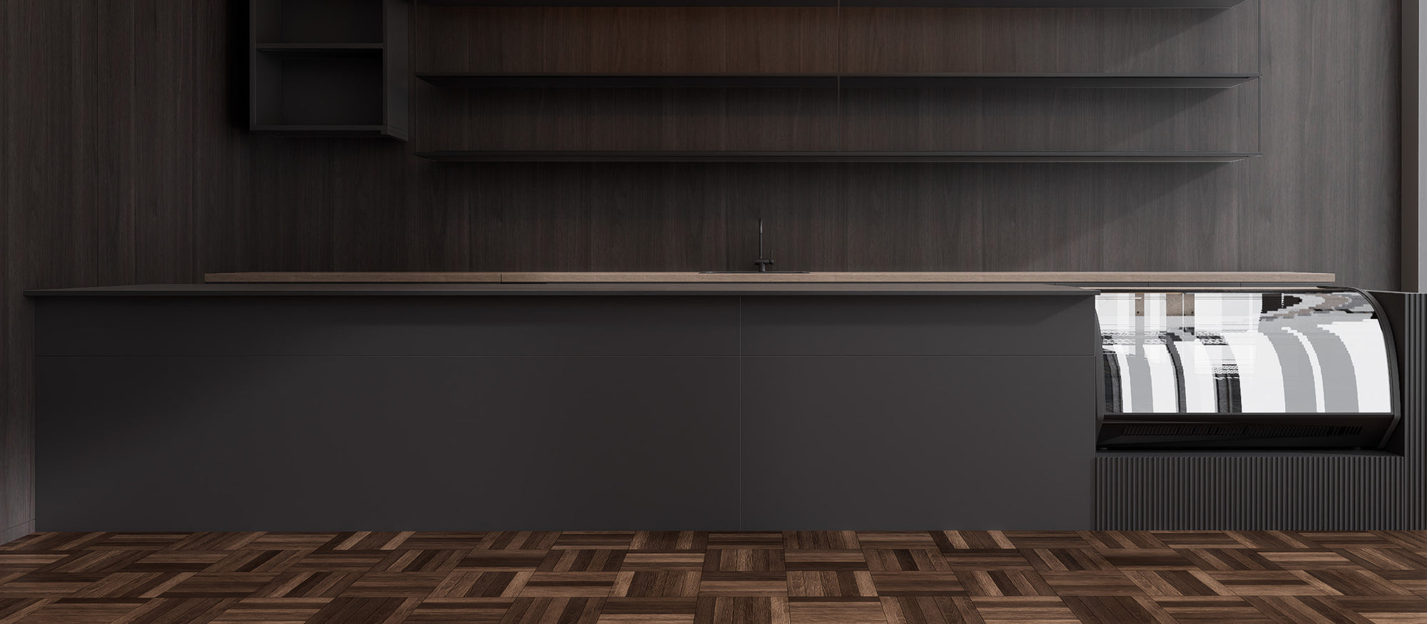 Coffee bar counter wall before installing Matte Urban Concrete peel and stick backsplash tiles