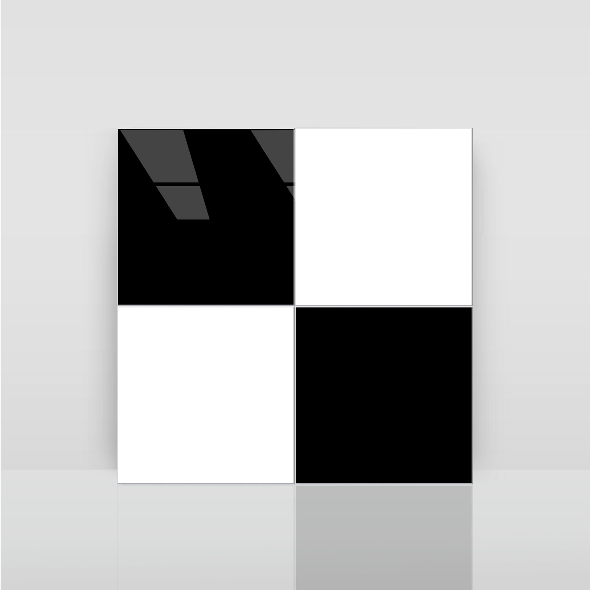 8" x 8" Square Glossy Black and White Peel and Stick Backsplash Tile