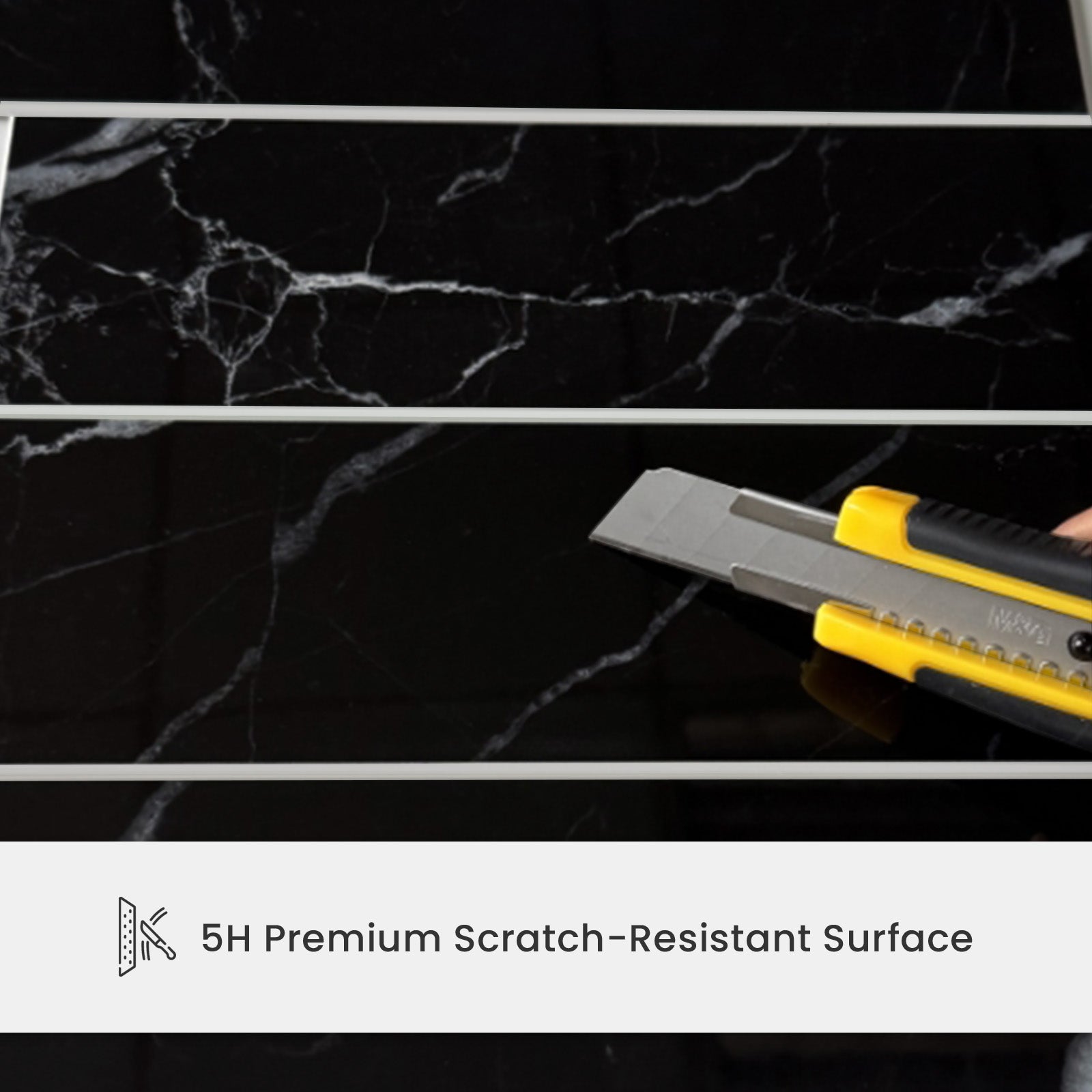 12" x 12" Subway Glossy Midnight Marble Peel and Stick Backsplash Tile