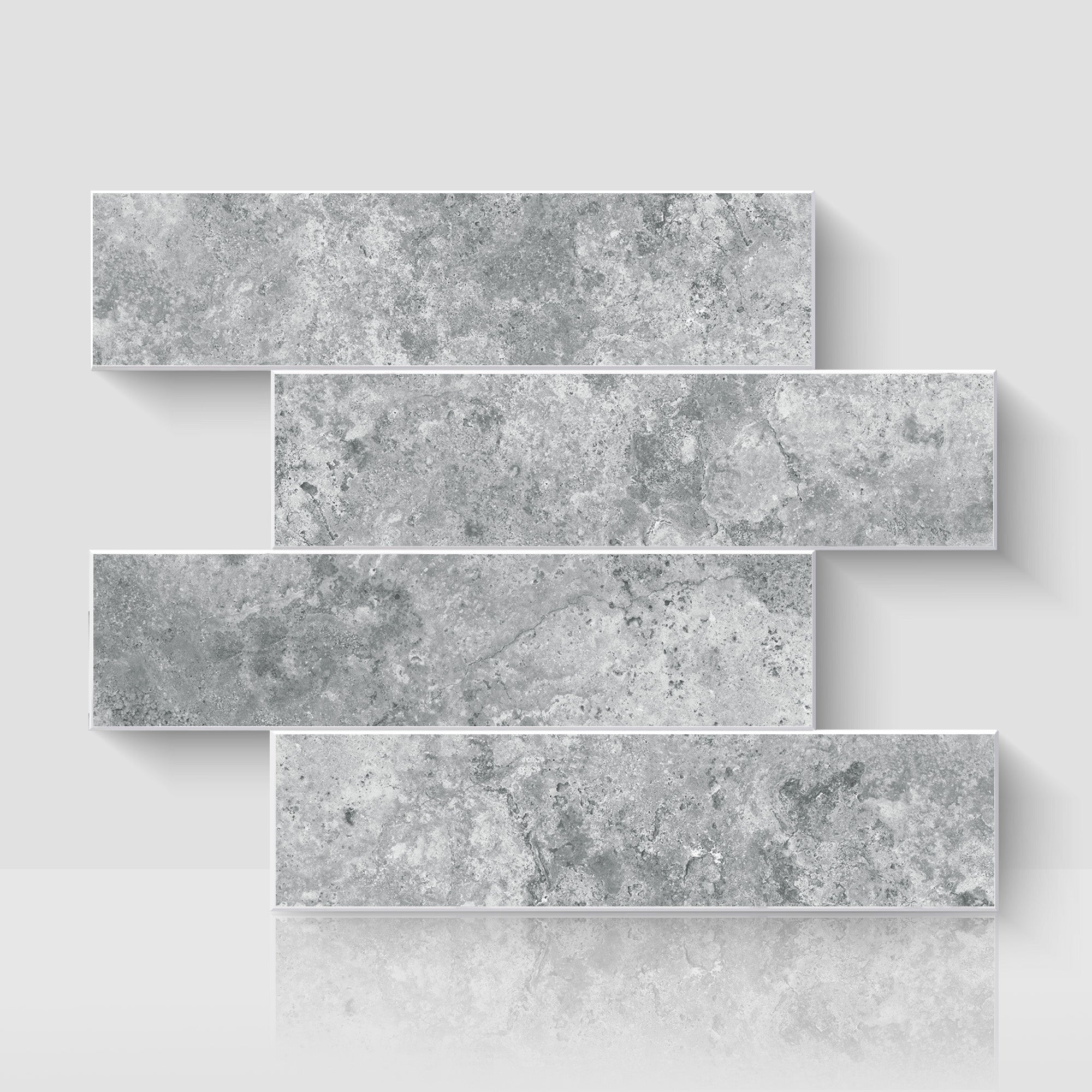 Matte Urban Concrete subway peel and stick backsplash tile sheet with a cool gray concrete look