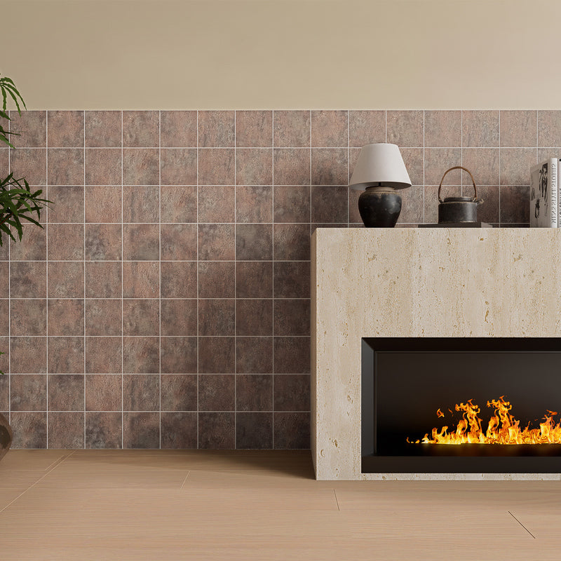 6" x 6" Square Matte Magma Stone Peel and Stick Backsplash Tile