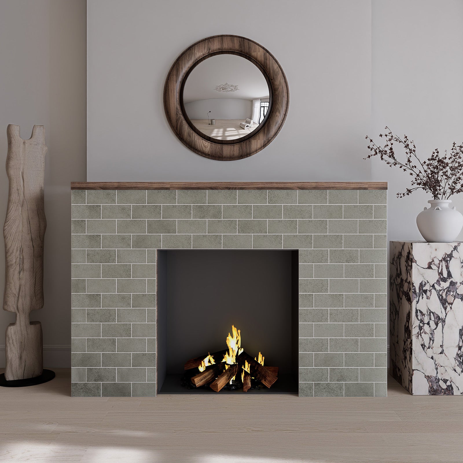 12" x 12" Subway Matte Soft Greige Peel and Stick Backsplash Tile