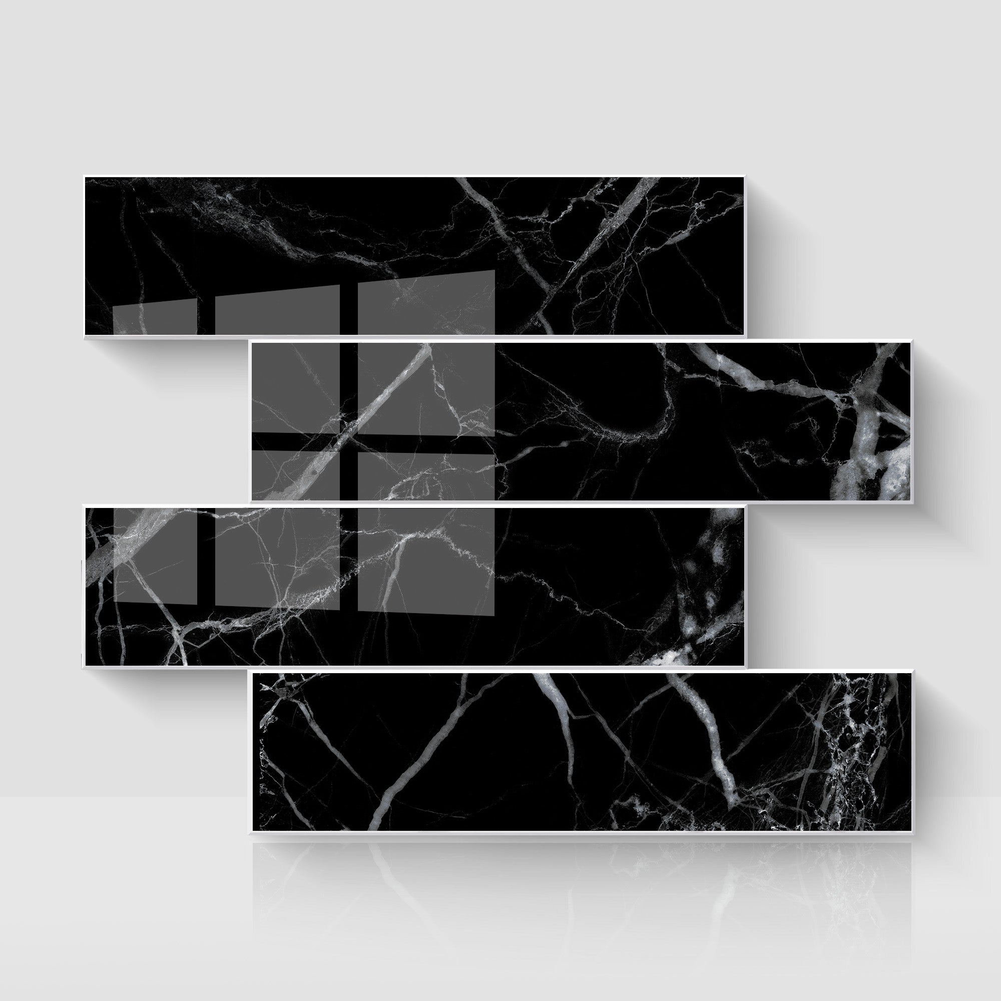 12" x 12" Subway Glossy Midnight Marble Peel and Stick Backsplash Tile