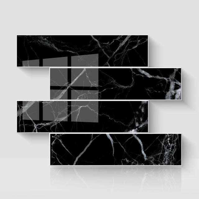 12" x 12" Subway Glossy Midnight Marble Peel and Stick Backsplash Tile