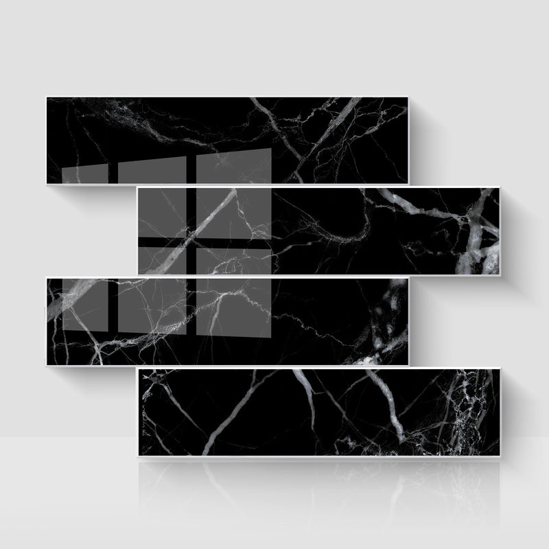 12" x 12" Subway Glossy Midnight Marble Peel and Stick Backsplash Tile