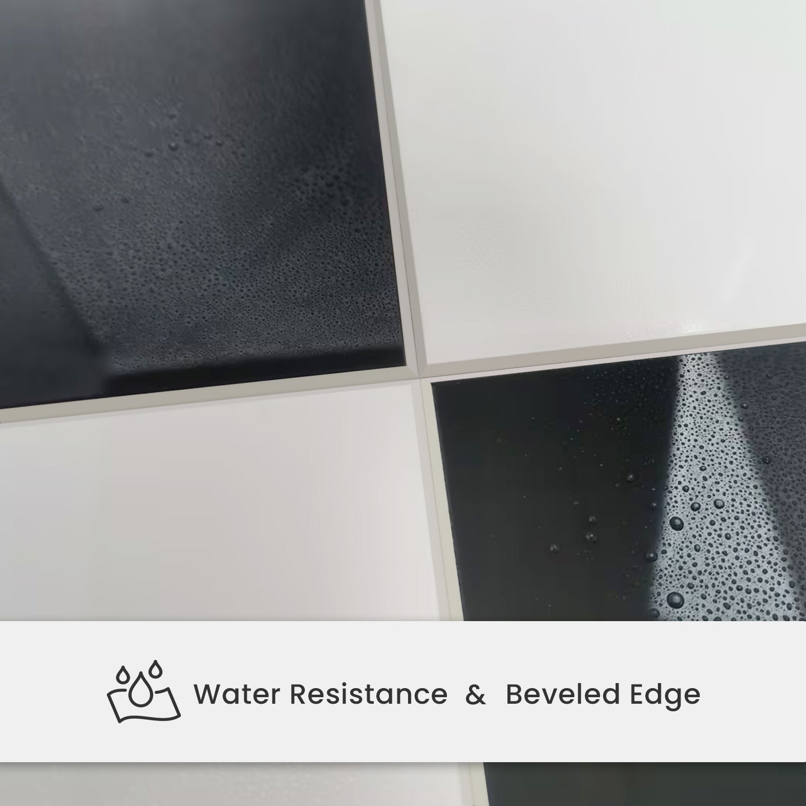 8" x 8" Square Glossy Black and White Peel and Stick Backsplash Tile