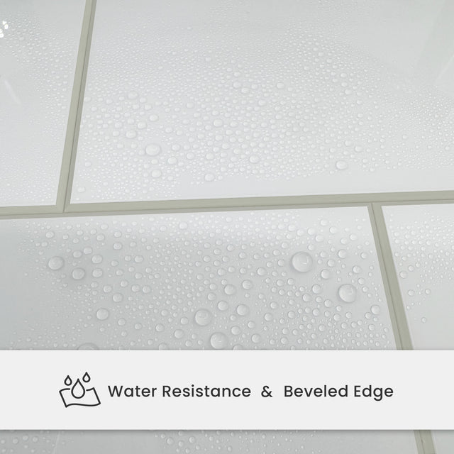 12" x 12" Subway Glossy Pure White Peel and Stick Backsplash Tile