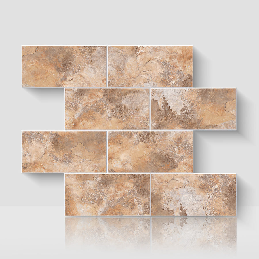 12" x 12" Subway Matte Gobi Sandstone Peel and Stick Backsplash Tile